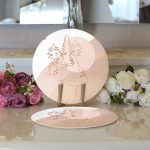 Realhomes Pastel Zeminli Onedraw Çizimli Bayan Silüeti Dijital Baskılı Modern 2'li Yuvarlak Servis Altlığı - Supla Realhomes