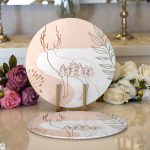 - Supla2li-7574-Gorsel1 - Realhomes Realhomes Renkli Zeminli Onedraw Çizimli Geyik Desenli Dijital Baskılı Modern 2'li Yuvarlak Servis Altlığı - Supla Realhomes