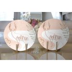 - Supla2li-7574-Gorsel2 - Realhomes Realhomes Renkli Zeminli Onedraw Çizimli Geyik Desenli Dijital Baskılı Modern 2'li Yuvarlak Servis Altlığı - Supla Realhomes