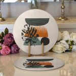 - Supla2li-7581-Gorsel1 - Realhomes Realhomes Pastel Renkli Yaprak Motifli Dijital Baskılı Modern 2'li Yuvarlak Servis Altlığı - Supla Realhomes