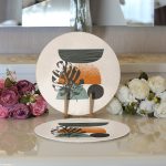 - Supla2li-7581-Gorsel3 - Realhomes Realhomes Pastel Renkli Yaprak Motifli Dijital Baskılı Modern 2'li Yuvarlak Servis Altlığı - Supla Realhomes