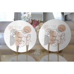 - Supla2li-7585-Gorsel2 - Realhomes Realhomes Beyaz Zemin Üzerinde Onedraw Çizimli Bayan Silüeti Modern 2'li Yuvarlak Servis Altlığı - Supla Realhomes