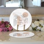 - Supla2li-7585-Gorsel3 - Realhomes Realhomes Beyaz Zemin Üzerinde Onedraw Çizimli Bayan Silüeti Modern 2'li Yuvarlak Servis Altlığı - Supla Realhomes