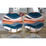 - Supla2li-7590-Gorsel2 - Realhomes Realhomes Renkli Zemin Üzerinde Geometrik Çizim Dijital Baskılı Modern 2'li Yuvarlak Servis Altlığı - Supla Realhomes