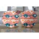 - Supla2li-7596-Gorsel2 - Realhomes Realhomes Renkli Zemin Üzerinde Ay Güneş Temalı Dijital Baskılı Modern 2'li Yuvarlak Servis Altlığı - Supla Realhomes