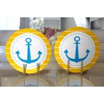 - Supla2li-7597-Gorsel2 - Realhomes Realhomes Sarı Zemin Üzerinde Çapa Çizimli Dijital Baskılı Modern 2'li Yuvarlak Servis Altlığı - Supla Realhomes