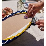 Realhomes Lacivert Zemin Üzerinde Çapa Çizimli Dijital Baskılı Modern 2'li Yuvarlak Servis Altlığı - Supla Realhomes