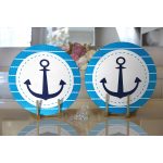 - Supla2li-7599-Gorsel2 - Realhomes Realhomes Mavi Zemin Üzerinde Çapa Desenli Dijital Baskılı Modern 2'li Yuvarlak Servis Altlığı - Supla Realhomes