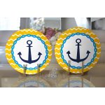 - Supla2li-7600-Gorsel2 - Realhomes Realhomes Sarı Zemin Üzerinde Çapa Çizimli Dijital Baskılı Modern 2'li Yuvarlak Servis Altlığı - Supla Realhomes