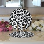 Realhomes Gri Zemin Üzerinde Geometrik Çizim Dijital Baskılı Modern 2'li Yuvarlak Servis Altlığı - Supla Realhomes