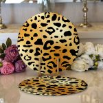 Realhomes Renkli Zemin Üzerinde Siyah Detaylı Geometrik Çizim 2'li Yuvarlak Servis Altlığı - Supla Realhomes