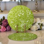 - Supla2li-7611-Gorsel1 - Realhomes Realhomes Rengarenk Zemin Üzerinde Onedraw Çizimli Çiçek Desenli 2'li Yuvarlak Servis Altlığı - Supla Realhomes