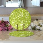 - Supla2li-7611-Gorsel3 - Realhomes Realhomes Rengarenk Zemin Üzerinde Onedraw Çizimli Çiçek Desenli 2'li Yuvarlak Servis Altlığı - Supla Realhomes