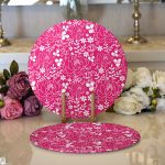 - Supla2li-7614-Gorsel1 - Realhomes Realhomes Rengarenk Zemin Üzerinde Çiçek Desenli Dijital Baskılı Modern 2'li Yuvarlak Servis Altlığı - Supla Realhomes