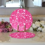 - Supla2li-7614-Gorsel3 - Realhomes Realhomes Rengarenk Zemin Üzerinde Çiçek Desenli Dijital Baskılı Modern 2'li Yuvarlak Servis Altlığı - Supla Realhomes