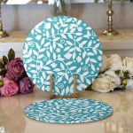 - Supla2li-7617-Gorsel1 - Realhomes Realhomes Rengarenk Zemin Üzerinde Çiçek Desenli Dijital Baskılı Modern 2'li Yuvarlak Servis Altlığı - Supla Realhomes