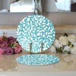 - Supla2li-7617-Gorsel3 - Realhomes Realhomes Rengarenk Zemin Üzerinde Çiçek Desenli Dijital Baskılı Modern 2'li Yuvarlak Servis Altlığı - Supla Realhomes