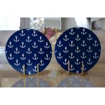 - Supla2li-7626-Gorsel2 - Realhomes Realhomes Lacivert Zemin Üzerinde Çapa Desenli Dijital Baskılı Modern 2'li Yuvarlak Servis Altlığı - Supla Realhomes