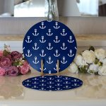 - Supla2li-7626-Gorsel3 - Realhomes Realhomes Lacivert Zemin Üzerinde Çapa Desenli Dijital Baskılı Modern 2'li Yuvarlak Servis Altlığı - Supla Realhomes