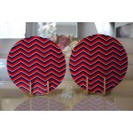 Realhomes Lacivert Zemin Üzerinde Bordo Renkli Geometrik Çizimli 2'li Yuvarlak Servis Altlığı - Supla Realhomes