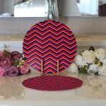 Realhomes Lacivert Zemin Üzerinde Bordo Renkli Geometrik Çizimli 2'li Yuvarlak Servis Altlığı - Supla Realhomes