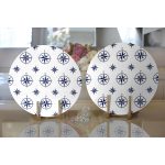 - Supla2li-7628-Gorsel2 - Realhomes  Realhomes Beyaz Zeminli Modern Pusula Desenli Dijital Baskılı Modern 2'li Yuvarlak Servis Altlığı - Supla Realhomes