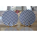 Realhomes Beyaz Zemin Üzerinde Lacivert Renki Geometrik Çizimli 2'li Yuvarlak Servis Altlığı - Supla Realhomes