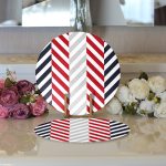 - Supla2li-7639-Gorsel3 - Realhomes  Realhomes Beyaz Zemin Üzerinde Geometrik Çizimli Zigzag Desenli 2'li Yuvarlak Servis Altlığı - Supla Realhomes