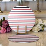 - Supla2li-7642-Gorsel1 - Realhomes Realhomes Beyaz Zemin Üzerinde Renkli Çizgili Dijital Baskılı Modern 2'li Yuvarlak Servis Altlığı - Supla Realhomes