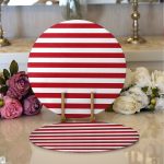 Realhomes Beyaz Zemin Üzerinde Renkli Çizgili Dijital Baskılı Modern 2'li Yuvarlak Servis Altlığı - Supla Realhomes