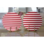 Realhomes Beyaz Zemin Üzerinde Renkli Çizgili Dijital Baskılı Modern 2'li Yuvarlak Servis Altlığı - Supla Realhomes