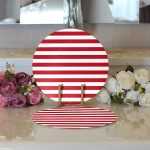 Realhomes Beyaz Zemin Üzerinde Renkli Çizgili Dijital Baskılı Modern 2'li Yuvarlak Servis Altlığı - Supla Realhomes