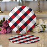 Realhomes Beyaz Zemin Üzerinde Renkli Geometrik Desenli Dijital Baskılı Modern 2'li Yuvarlak Servis Altlığı - Supla Realhomes