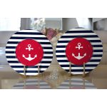 - Supla2li-7681-Gorsel2 - Realhomes Realhomes Beyaz Zeminli Renkli Çapa Desenli Dijital Baskılı Modern 2'li Yuvarlak Servis Altlığı - Supla Realhomes