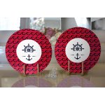 - Supla2li-7684-Gorsel2 - Realhomes Realhomes Renkli Zemin Üzerinde Çapa Desenli Dijital Baskılı Modern 2'li Yuvarlak Servis Altlığı - Supla Realhomes