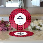 - Supla2li-7684-Gorsel3 - Realhomes Realhomes Renkli Zemin Üzerinde Çapa Desenli Dijital Baskılı Modern 2'li Yuvarlak Servis Altlığı - Supla Realhomes