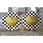 - Supla2li-7695-Gorsel2 - Realhomes Realhomes Beyaz Zemin Üzerinde Puantiyeli Gold Detaylı Love Yazılı 2'li Yuvarlak Servis Altlığı - Supla Realhomes