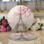 Realhomes Eyfel Kulesi Resimli Dijital Baskılı Modern 2'li Yuvarlak Servis Altlığı - Supla Realhomes