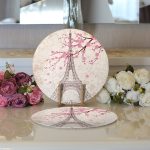 Realhomes Eyfel Kulesi Resimli Dijital Baskılı Modern 2'li Yuvarlak Servis Altlığı - Supla Realhomes