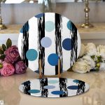 - Supla2li-7732-Gorsel1 - Realhomes Realhomes Beyaz Zeminli Renkli Puantiyeli Dijital Baskılı Modern 2'li Yuvarlak Servis Altlığı - Supla Realhomes