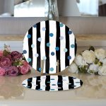 - Supla2li-7735-Gorsel3 - Realhomes  Realhomes Beyaz Zemin Üzerinde Geometrik Çizimli Renkli Puantiyeli 2'li Yuvarlak Servis Altlığı - Supla Realhomes