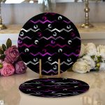 - Supla2li-7742-Gorsel1 - Realhomes Realhomes Siyah Zeminli Renkli Zigzag Desenli Dijital Baskılı Modern 2'li Yuvarlak Servis Altlığı - Supla Realhomes