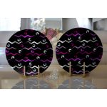 - Supla2li-7742-Gorsel2 - Realhomes Realhomes Siyah Zeminli Renkli Zigzag Desenli Dijital Baskılı Modern 2'li Yuvarlak Servis Altlığı - Supla Realhomes