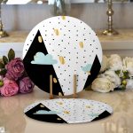 Realhomes Beyaz Zemin Üzerinde Gold Detaylı Modern Manzara Desenli 2'li Yuvarlak Servis Altlığı - Supla Realhomes