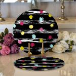 - Supla2li-7795-Gorsel1 - Realhomes Realhomes Siyah Zemin Üzerinde Renkli Puantiyeli Desenli Modern 2'li Yuvarlak Servis Altlığı - Supla Realhomes