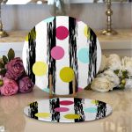 - Supla2li-7796-Gorsel1 - Realhomes  Realhomes Beyaz Zeminli Renkli Puantiye Desenli Dijital Baskılı Modern 2'li Yuvarlak Servis Altlığı - Supla Realhomes