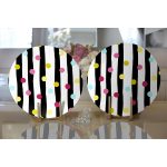 - Supla2li-7799-Gorsel2 - Realhomes Realhomes Beyaz Zemin Üzerinde Modern Siyah Çizgili Renkli Puantiyeli 2'li Yuvarlak Servis Altlığı - Supla Realhomes