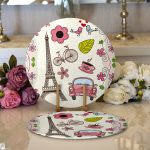 Realhomes Eyfel Kulesi Desenli Dijital Baskılı Modern 2'li Yuvarlak Servis Altlığı - Supla Realhomes