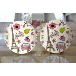 Realhomes Eyfel Kulesi Desenli Dijital Baskılı Modern 2'li Yuvarlak Servis Altlığı - Supla Realhomes