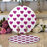 Realhomes Kalp Desen Dijital Baskılı Modern 2'li Yuvarlak Servis Altlığı - Supla Realhomes